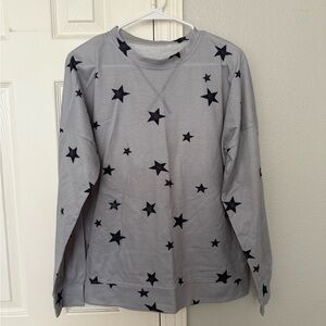 Gray Sweatshirt with Black Star Pattern